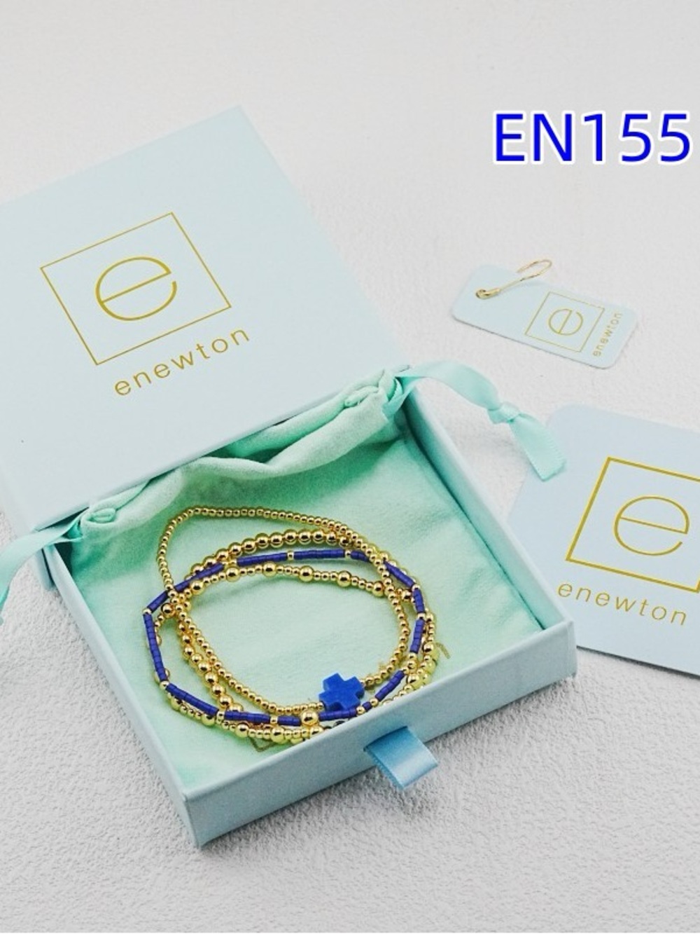 Newton Gold and Royal Blue Layered Beaded Bracelet Set
